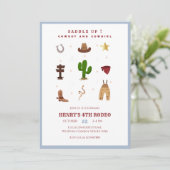 Blue Rodeo CowBoy Kids Uitnodiging voor verjaardag (Staand voorkant)