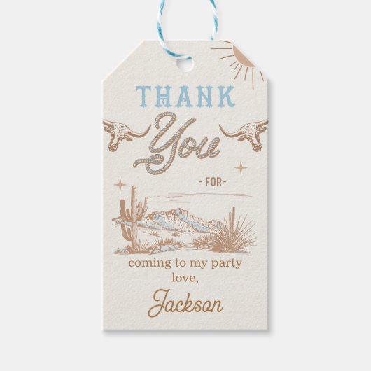 Blue  Rodeo Verjaardag Dank u Cadeaulabel (Voorkant)