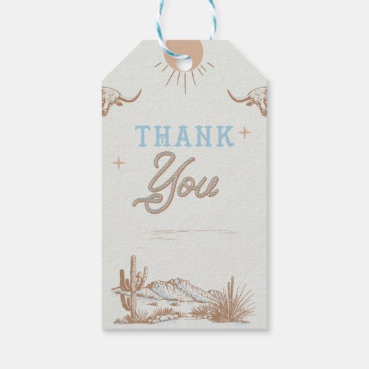 Blue  Rodeo Verjaardag Dank u Cadeaulabel (Achterkant)