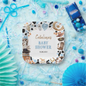 Blue Rodeo Western Cowboy Baby shower Papieren Bordje (Feest)