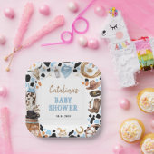 Blue Rodeo Western Cowboy Baby shower Papieren Bordje (Feest)