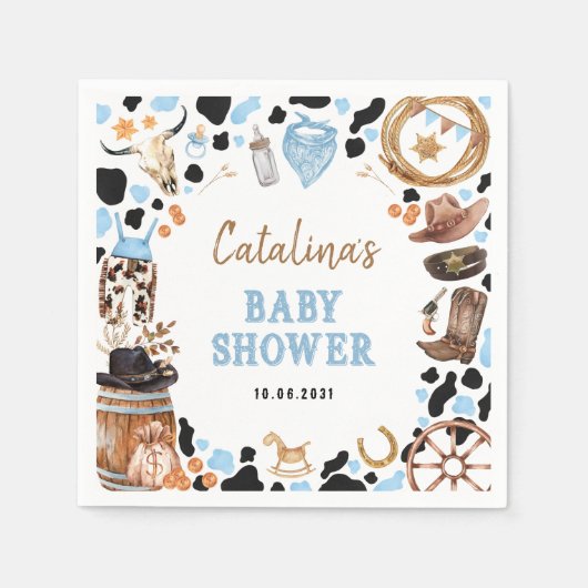 Blue Rodeo Western Cowboy Baby shower Servet (Voorkant)