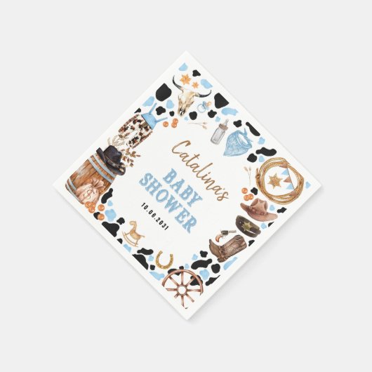Blue Rodeo Western Cowboy Baby shower Servet (Hoek)