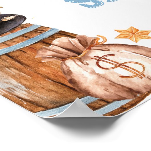 Blue Rodeo Western Cowboy Baby shower Welkom Poster (Hoek)