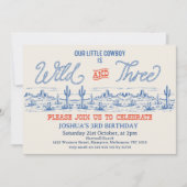  Blue Rodeo Wild en drie 3e verjaardag Kaart (Voorkant)