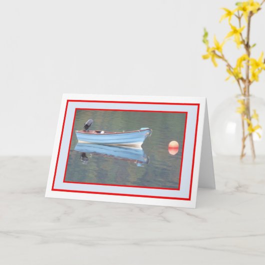 Blue Roeiboot Groeten Kaart (Gele Bloem)