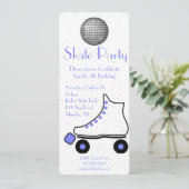Blue Roller Schaats Birthday Invitation Kaart (Staand voorkant)