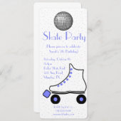 Blue Roller Schaats Birthday Invitation Kaart (Voorkant / Achterkant)