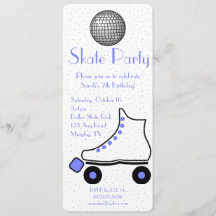 Blue Roller Schaats Birthday Invitation