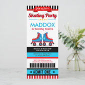 Blue Roller Schaats Sport Ticket Pass Birthday Kaart (Staand voorkant)