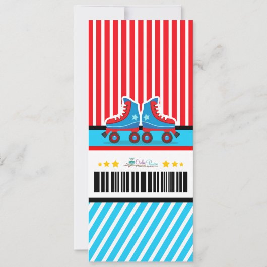 Blue Roller Schaats Sport Ticket Pass Birthday Kaart (Achterkant)