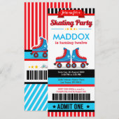 Blue Roller Schaats Sport Ticket Pass Birthday Kaart (Voorkant / Achterkant)