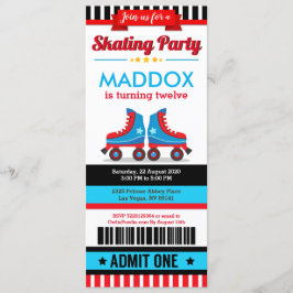 Blue Roller Schaats Sport Ticket Pass Birthday Kaart