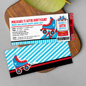 Blue Roller Schaats Sport Ticket Pass Birthday Kaart
