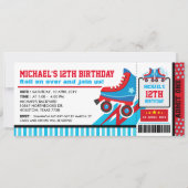 Blue Roller Schaats Sport Ticket Pass Birthday Kaart (Voorkant)