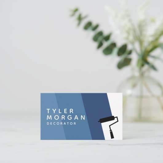 Blue Roller Stripe QR-code Decorator Visitekaartje (Staand voorkant)