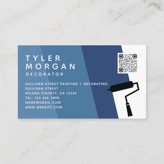 Blue Roller Stripe QR-code Decorator Visitekaartje (Achterkant)