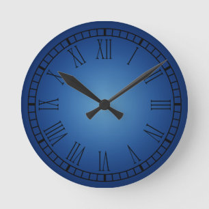 Blue Roman Numeral Clock Ronde Klok
