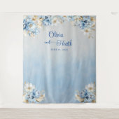 Blue Romance Floral with Gold Wandkleed (Voorkant)