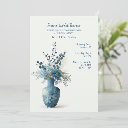 Blue Romance Invitation Kaart (Staand voorkant)