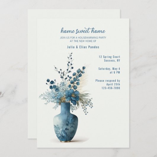 Blue Romance Invitation Kaart (Voorkant / Achterkant)