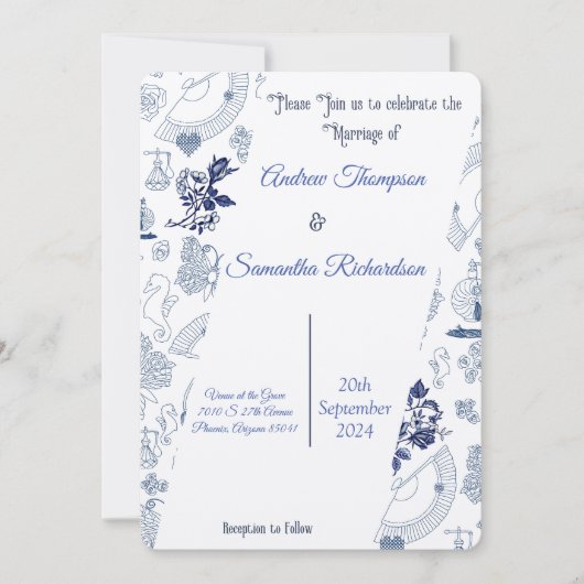Blue Romance Wedding Invitations (Voorkant)