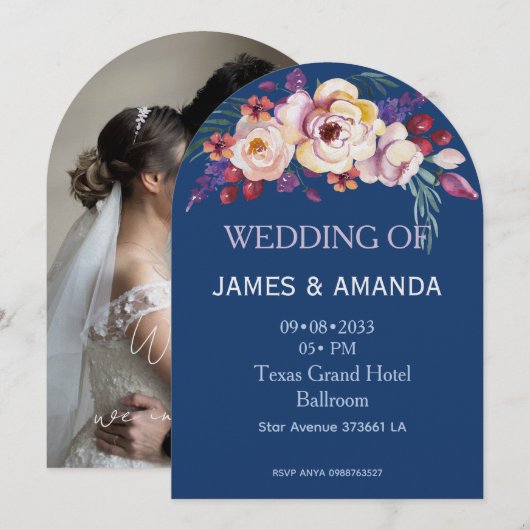 Blue Romantic Classic Personalized  Kaart (Voorkant / Achterkant)