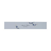 Blue Romantic Floral Botanical Wedding Belly Bands Uitnodigingen Wikkel (Vlak)