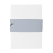 Blue Romantic Floral Botanical Wedding Belly Bands Uitnodigingen Wikkel (Achterkant Voorbeeld)
