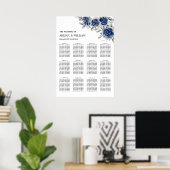 Blue Romantic Floral Wedding Seating Chart Poster (Thuiskantoor)