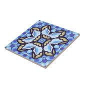 Blue Romantic Moroccan Abstract Floral Pattern Tegeltje (Zijkant)