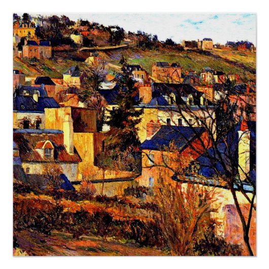 Blue Roofs of Rouen, Paul Gauguin schilderij Perfect Poster (Voorkant)