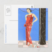 Blue Room Evening Dress van George Barbier Briefkaart (Voorkant / Achterkant)