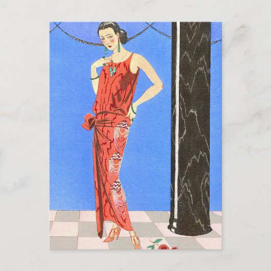 Blue Room Evening Dress van George Barbier Briefkaart (Voorkant)