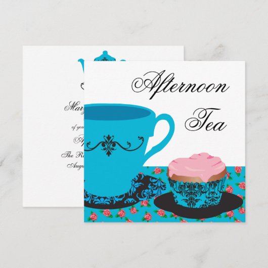 Blue Roos Afternoon Tea Kaart (Voorkant / Achterkant)