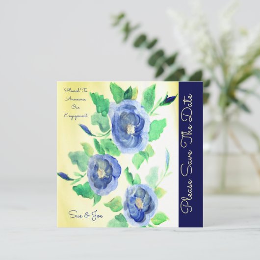 Blue Roos Artsy Aankondiging (Staand voorkant)