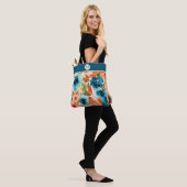 Blue Roos Autumn Floral Monogram Tote Bag (Op model)