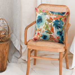 Blue Roos Autumn Floral Pattern Kussen