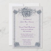Blue  Roos Border Wedding Kaart (Voorkant)