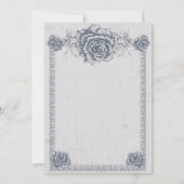 Blue  Roos Border Wedding Kaart (Achterkant)