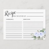 Blue Roos Botanical Vrijgezellenfeest Recipcard Informatiekaartje (Voorkant)