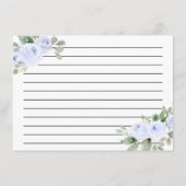 Blue Roos Botanical Vrijgezellenfeest Recipcard Informatiekaartje (Achterkant)