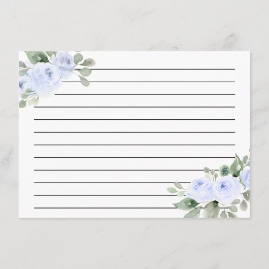 Blue Roos Botanical Vrijgezellenfeest Recipcard Informatiekaartje (Achterkant)