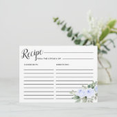 Blue Roos Botanical Vrijgezellenfeest Recipcard Informatiekaartje (Staand voorkant)