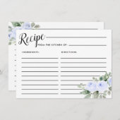 Blue Roos Botanical Vrijgezellenfeest Recipcard Informatiekaartje (Voorkant / Achterkant)