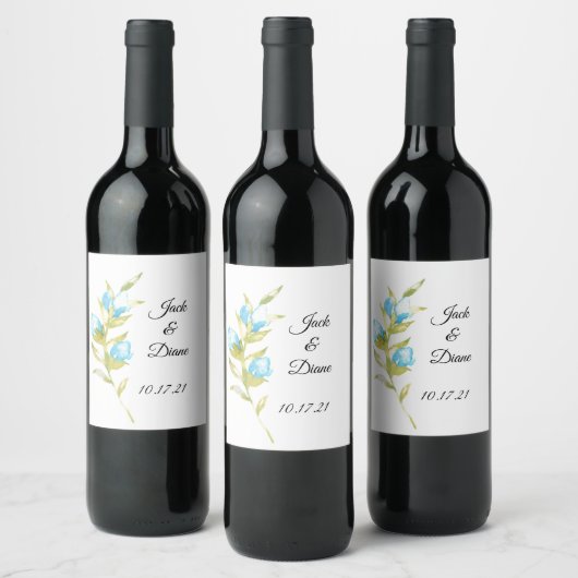 Blue Roos Bud Wedding Wine Wijn Etiket (Flessen)