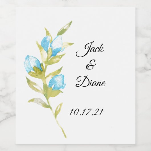 Blue Roos Bud Wedding Wine Wijn Etiket (Enkel label)