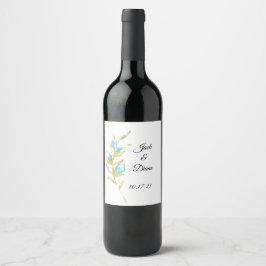 Blue Roos Bud Wedding Wine Wijn Etiket