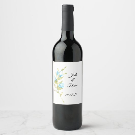 Blue Roos Bud Wedding Wine Wijn Etiket (Voorkant)