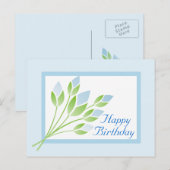 Blue Roos Buds Happy Birthday Briefkaart (Voorkant / Achterkant)